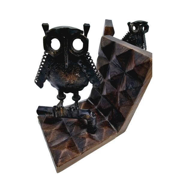 Vintage Steampunk Owl Bookends - Made in Spain - Picture 2 of 6